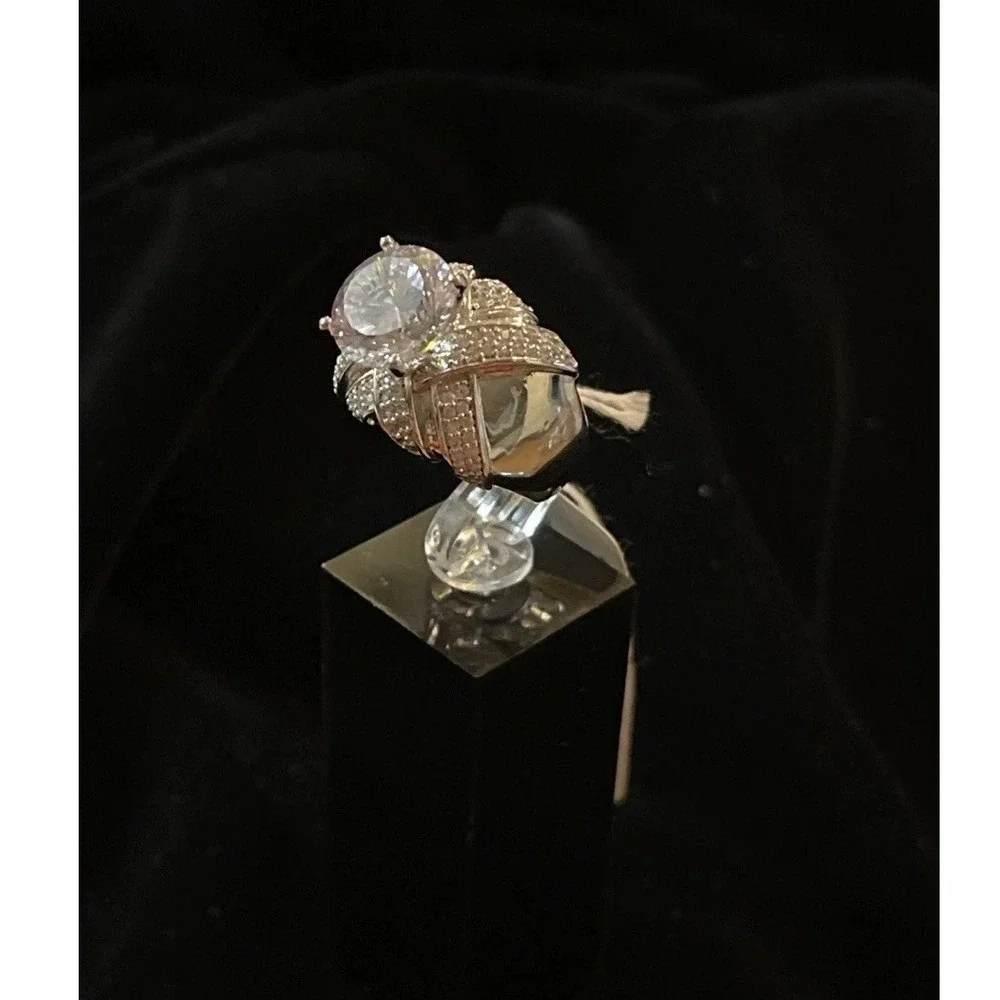 JTV PAJ 9.25 Sterling Silver Rhodium Plate Diamond Simulant Dillinium Cut Ring 5
